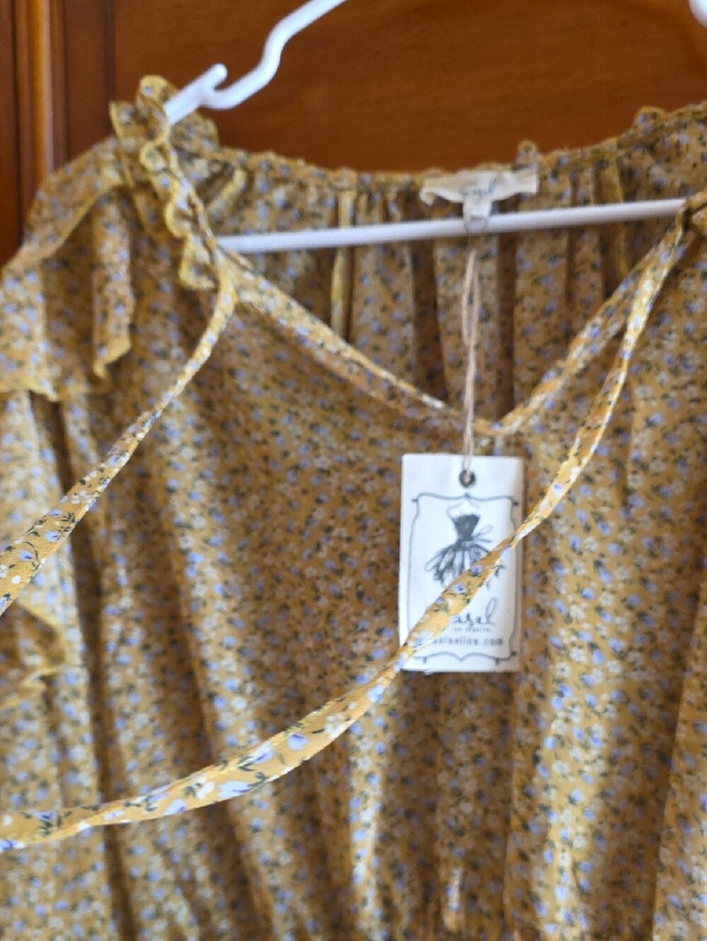 Easel Yellow Floral Ruffle Top - Picture 4 of 14